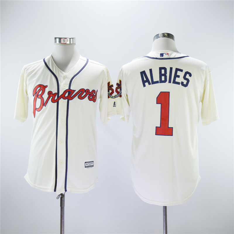 Men Atlanta Braves 1 Albies White MLB Jerseys